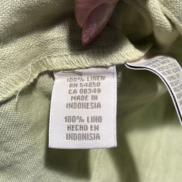Easy Spirit is 100 linen shirt jacket multi pocket celery green MOP button 10 - Picture 6 of 8